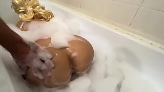 mom and son hot bath