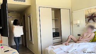 wanking caught by maid
